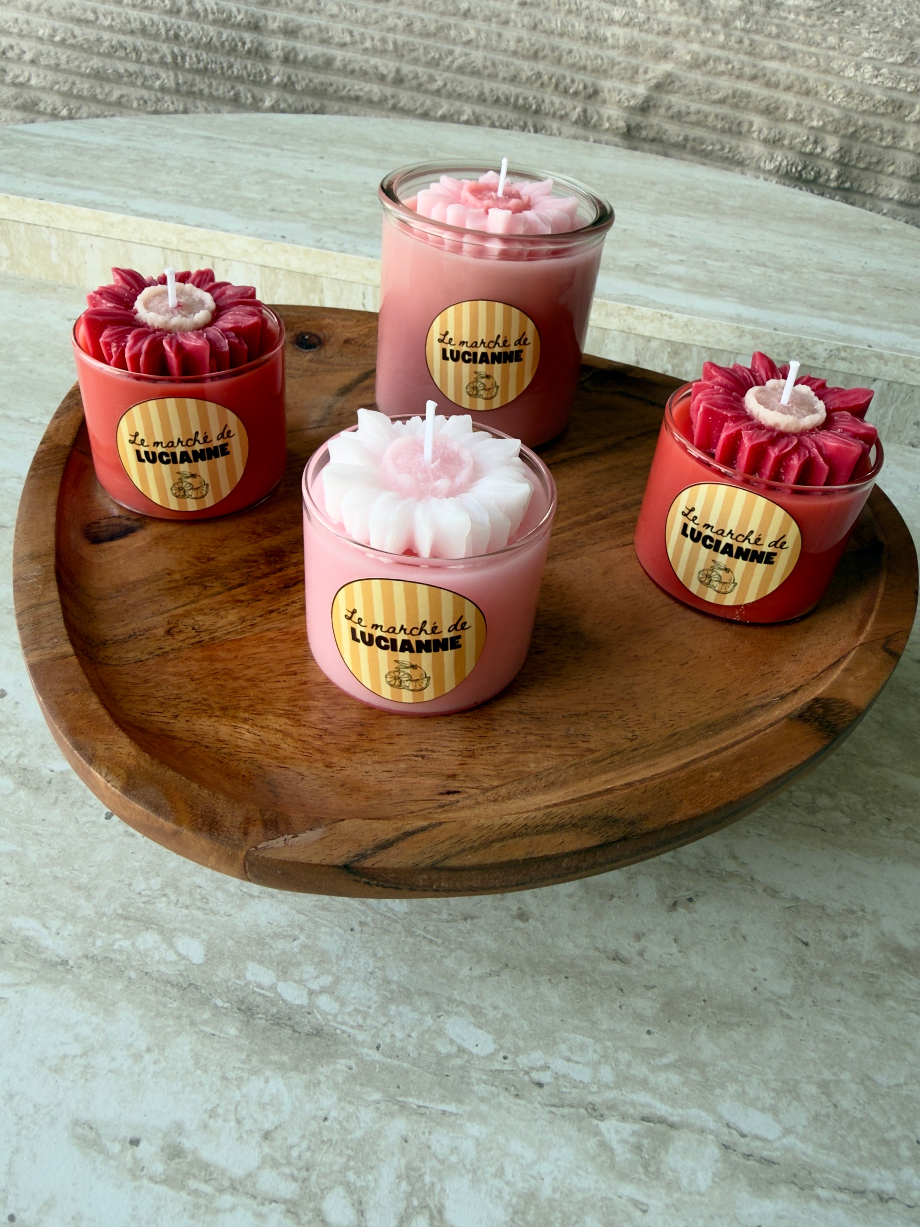 Bougie fleur – Cire de soja parfum rose