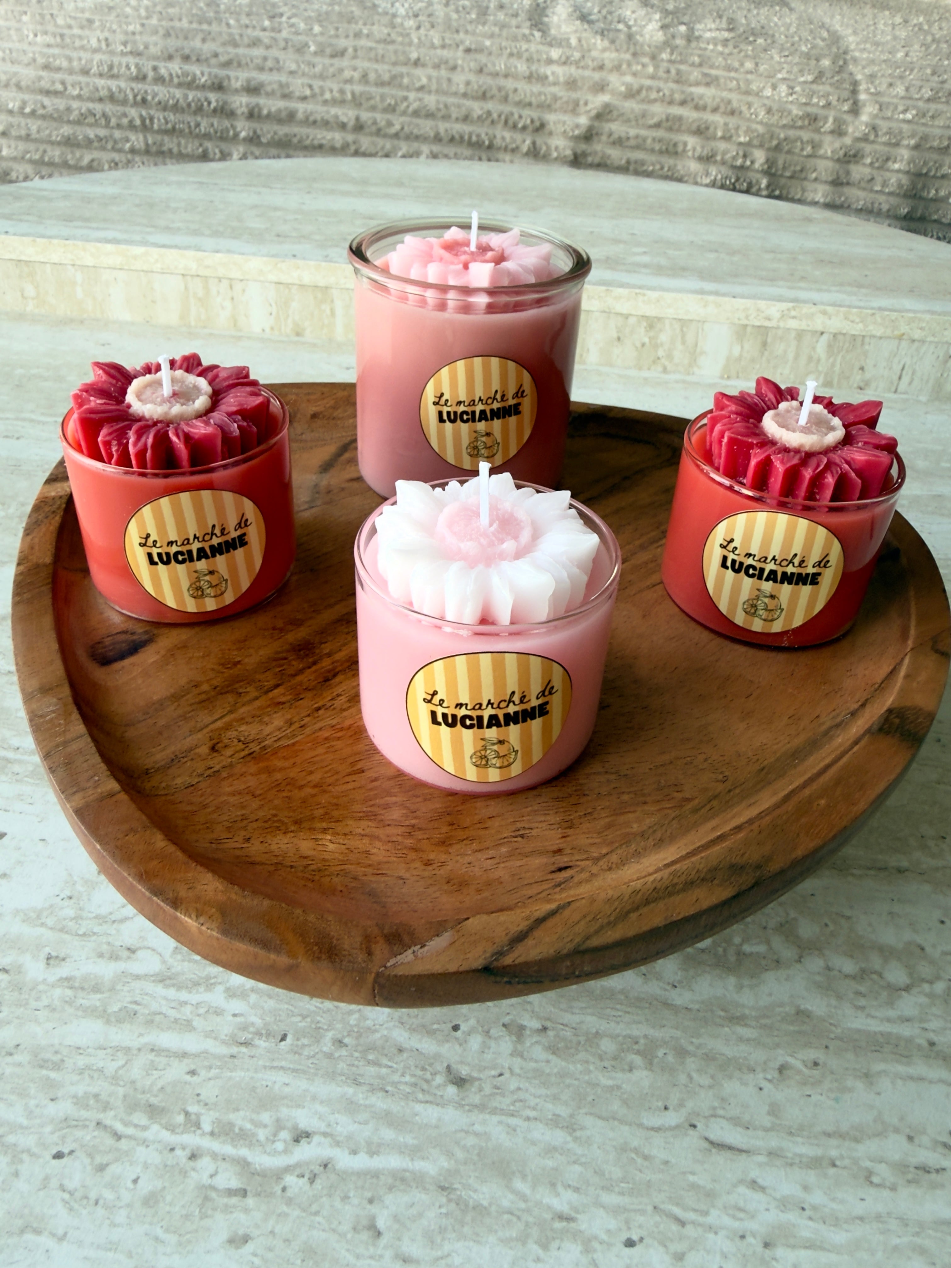 Bougie fleur – Cire de soja parfum rose